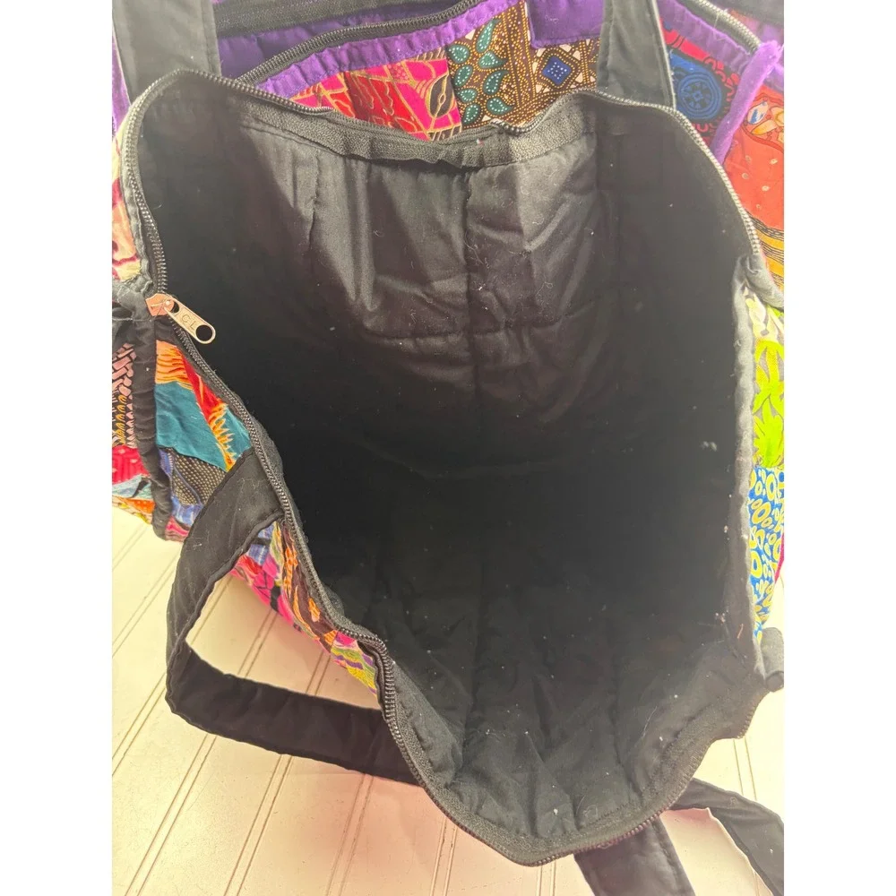 Vintage Handmade African Colorful Patchwork Boho Large Shoulder Bags Bundle of 2 - Picture 7 of 9